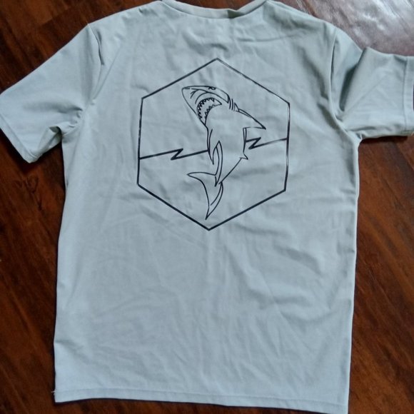 Gap Boys Light Blue Swim Top with Shark Graphic Size Boys Large - Picture 2 of 2